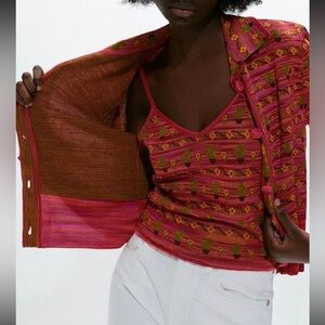 Zara jacquard knit cactus sweater